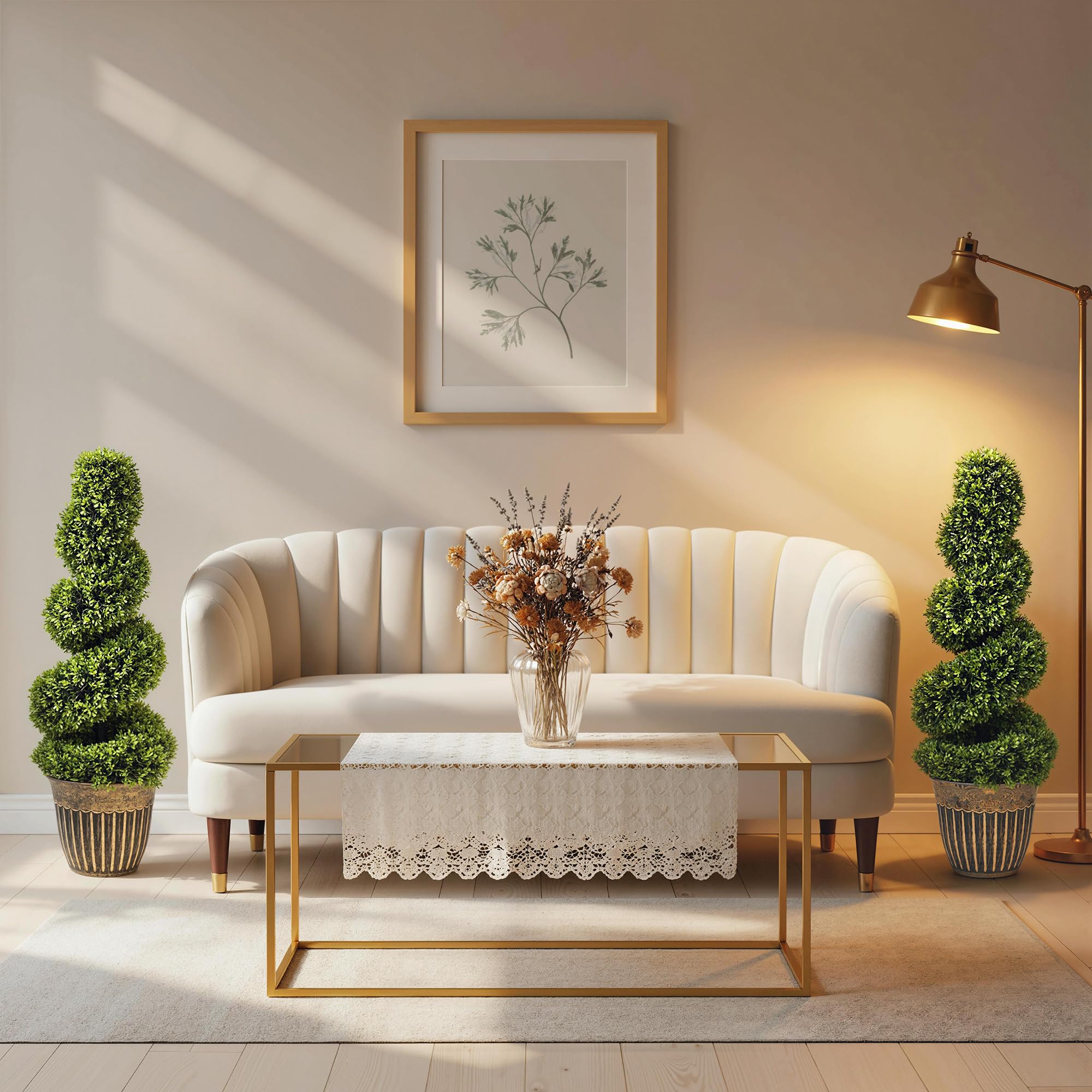 HOMCOM Juego de 2 plantas artificiales decorativas topiarias en espiral de boj en maceta, plantas falsas para decoración del hogar, interiores y exteriores, 90 cm, verde claro