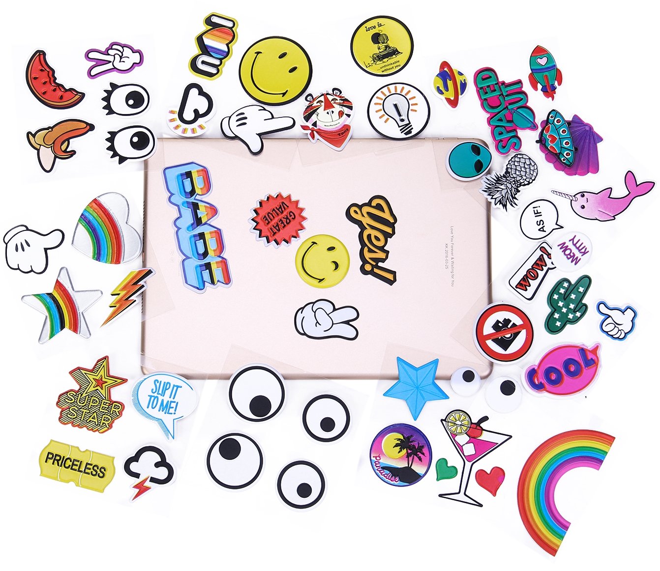 Face Forever 12 Sheets Chic Fun Pu Leather Sticker For Handbag,Laptop