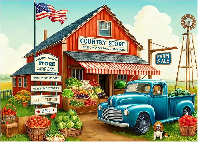 Rocorose 1000 Pieces Puzzle for Adults Country Store Challenging Fruit ...