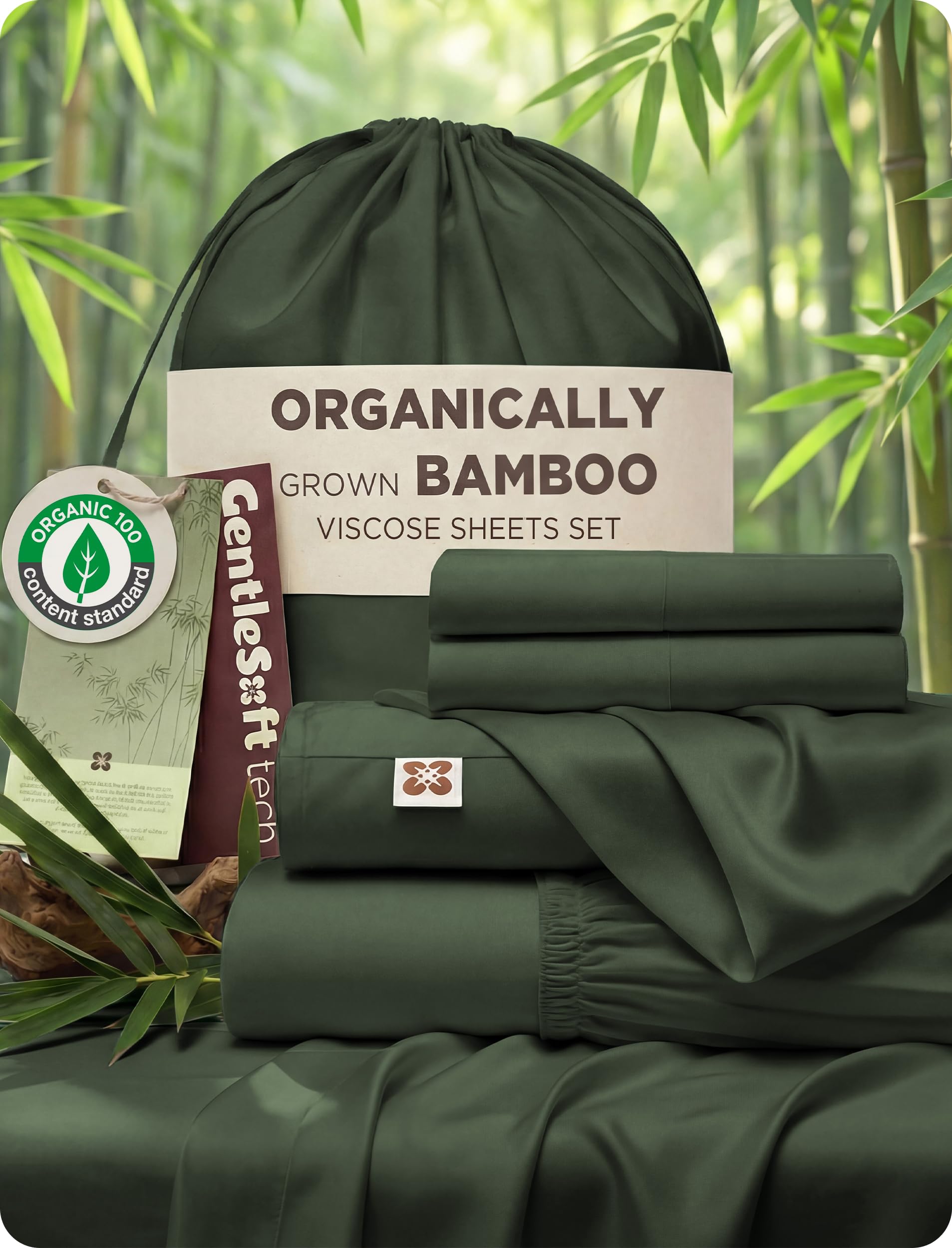 Bedsure 100% Organically Grown Bamboo Viscose Queen Sheet Set