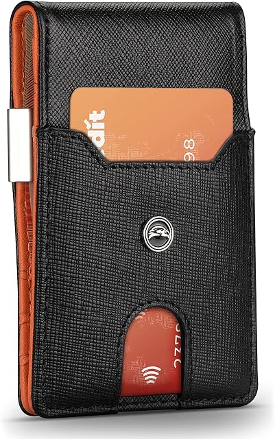 Snazzy Hawk Mens Wallet with Money Clip for Cash - 7 Card Holder Slots for Credit & Business Cards - Genuine Leather, RFID Blocking Slim & Light Bifold Minimalist Travel Wallets  Gifts for Men