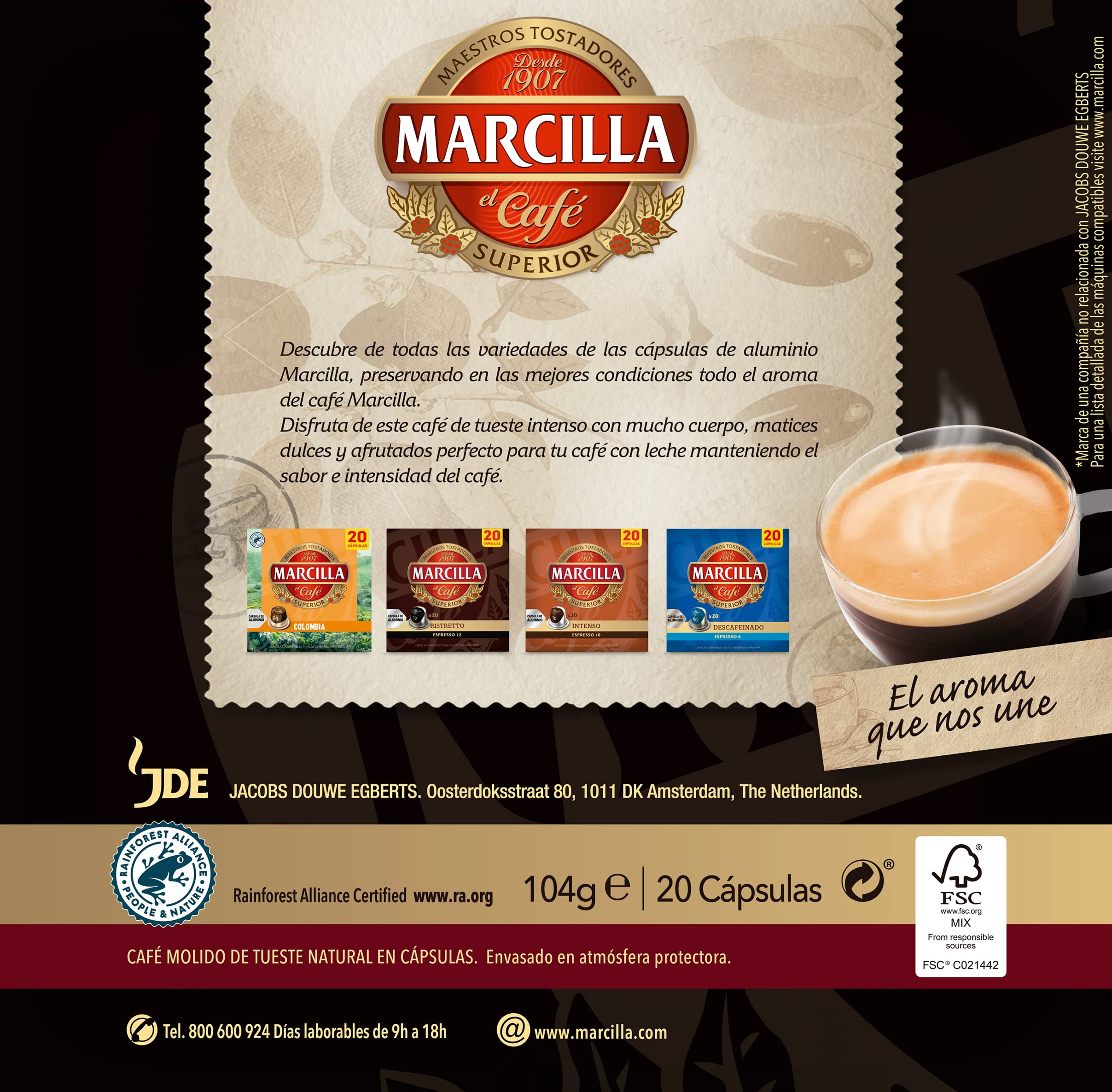 Marcilla Cápsulas de Café Extra Intenso | Intensidad 13 | 200 Cápsulas Compatibles Nespresso (R)