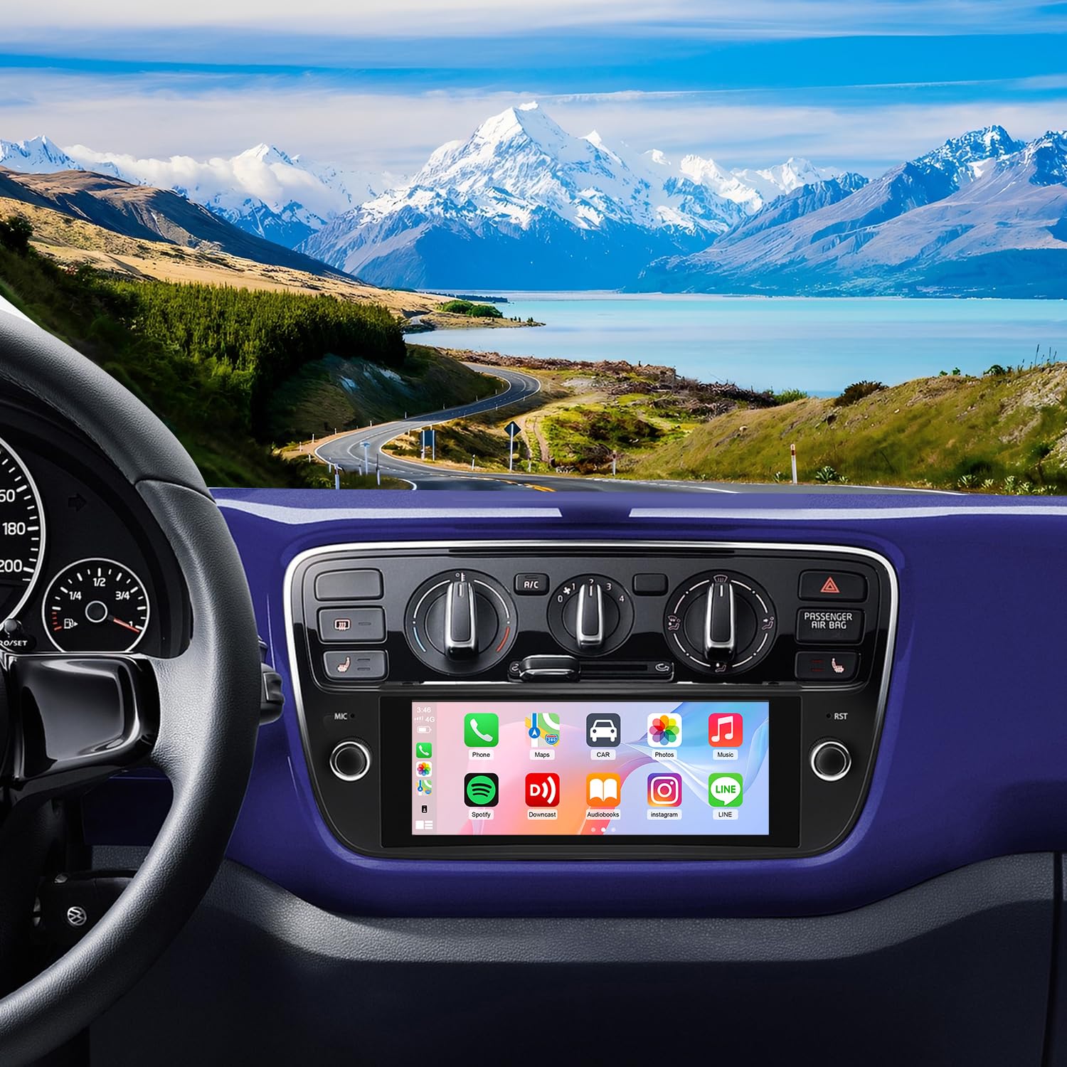 Bluetooth Autoradio mit Bildschirm für VW Up 2011-2016 Für Skoda Citigo 2011-2018 Android 14 2 Din Radio Kabellosem Carplay Android Auto 6.86Zoll Touchscreen FM RDS GPS Navigationsgeräte WiFi