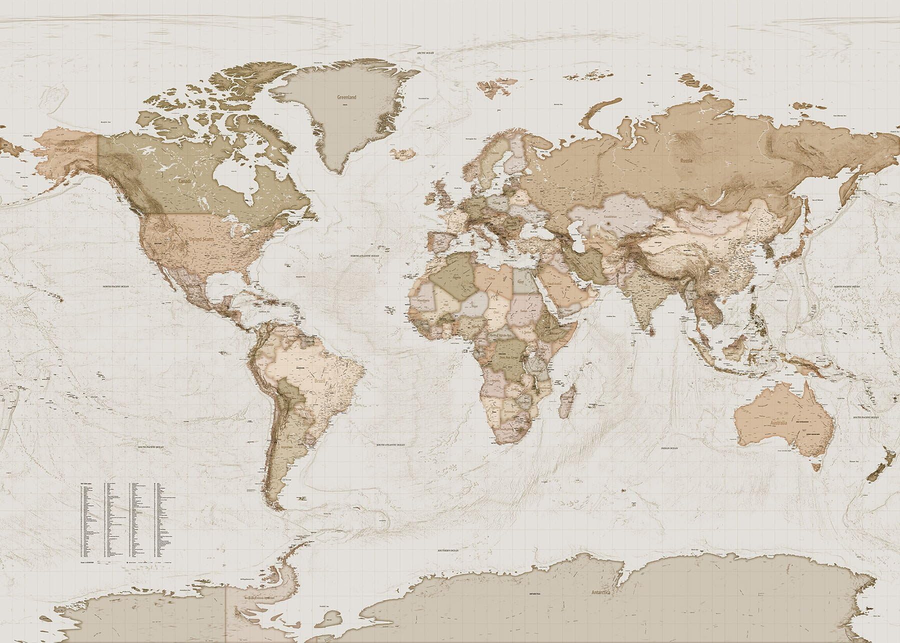 Komar X7-1015 - Carta Da Parati Fotografica In Tessuto Non Tessuto, Motivo Earth Map – Dimensioni: 350 X 250 Cm – 7 Strisce, Larghezza 50 Cm – Mappa Del Mondo, Retro, Mappa Geografica, Carta Da Parati Decorativa, Carta Da Parati Da Parati - 4