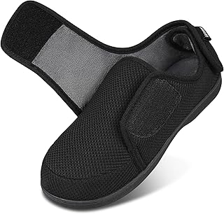 Garonne Women's Diabetic Wide Width Adjustable Slippers with Memory Foam and Non-Slip Indoor Outdoor