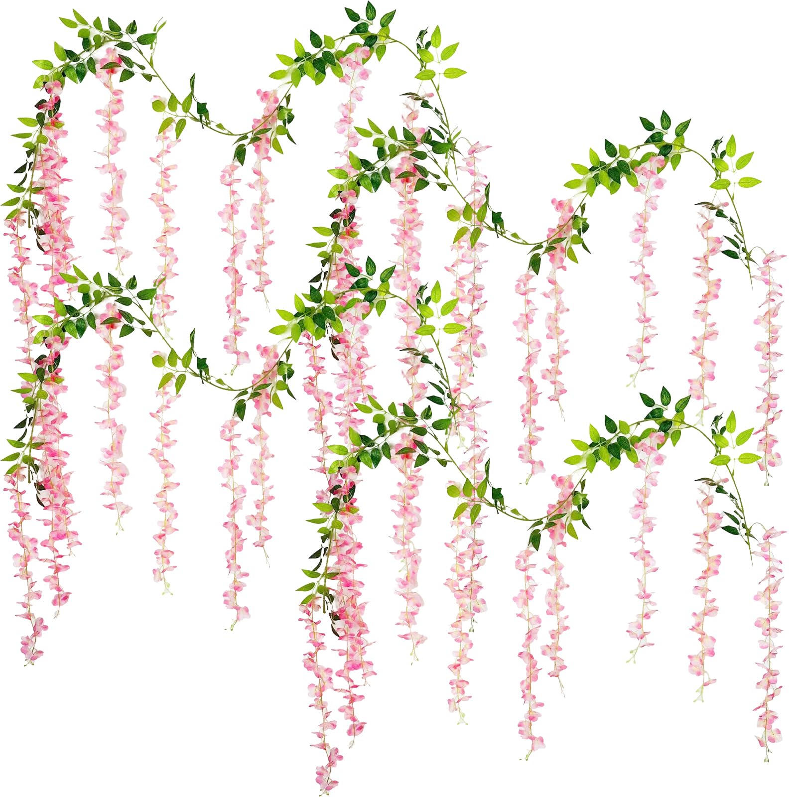 Glycine artificielle rose en lot de 4 pour decoration suspendue