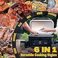 Vista 6 de Volteq Electric Grill with Smart Tem Control for Apartments - 6-in-1 Smokeless Compact Patio BBQ Grill for Balcony & Deck, 1500W Fast Heating, No