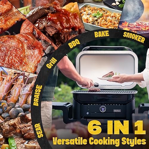 Miniatura 6 de Volteq - Parrilla eléctrica con control inteligente Tem para apartamentos, 6 en 1, sin humo, compacta para patio, barbacoa para balcón y terraza,