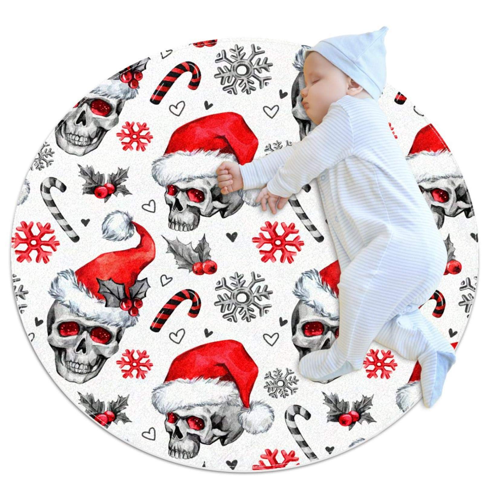 Tapis de salle de bain flocon de neige rond pour sol de chambre sans glisser