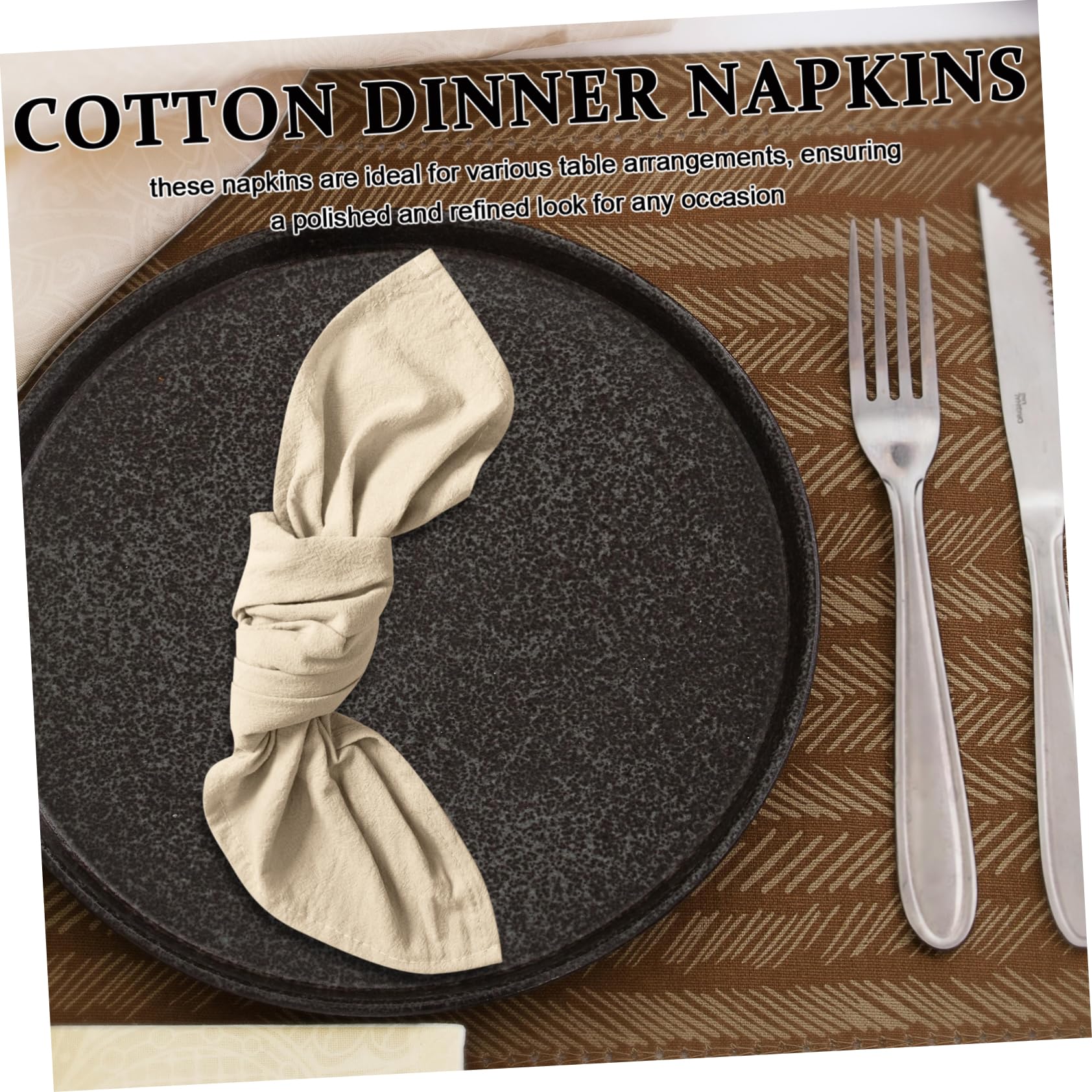 Stofftischservietten Beige 12 Stück aus Baumwolle 40cm Waschbar | Festliche Servietten, Erntedankfest, Servietten für Festessen und Teepartys, Elegant