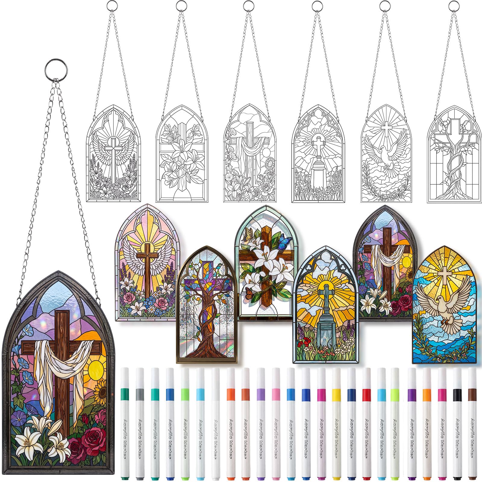 DIY Suncatcher Crafts Kit - Paint Floral Window Art -8