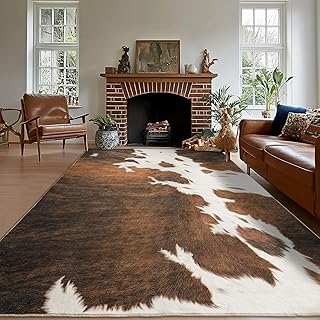 Cowhide Rug Area Rugs for Living Room, 5x7 Cow Print Rug Machine Washabl...