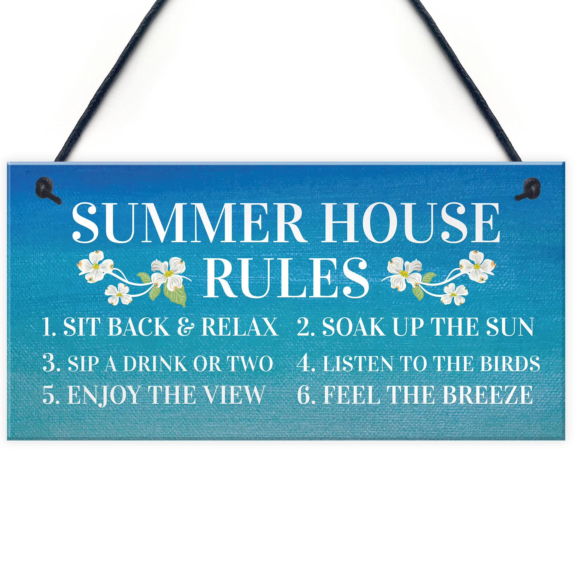 Red Ocean Summer House Rules Hanging Garden Shed Sign Home Decor Sign For Garden