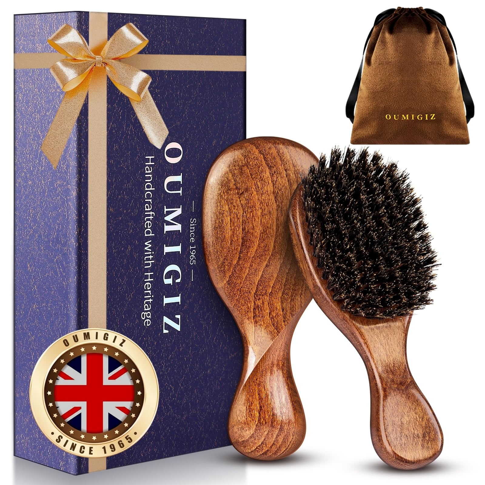 Cepillo de cerdas de jabalí desde 1965, artesanía británica, hecho a mano, de madera natural, mini cepillo para barba, cerdas suaves y puras, desenreda suavemente para mujeres, hombres y niños