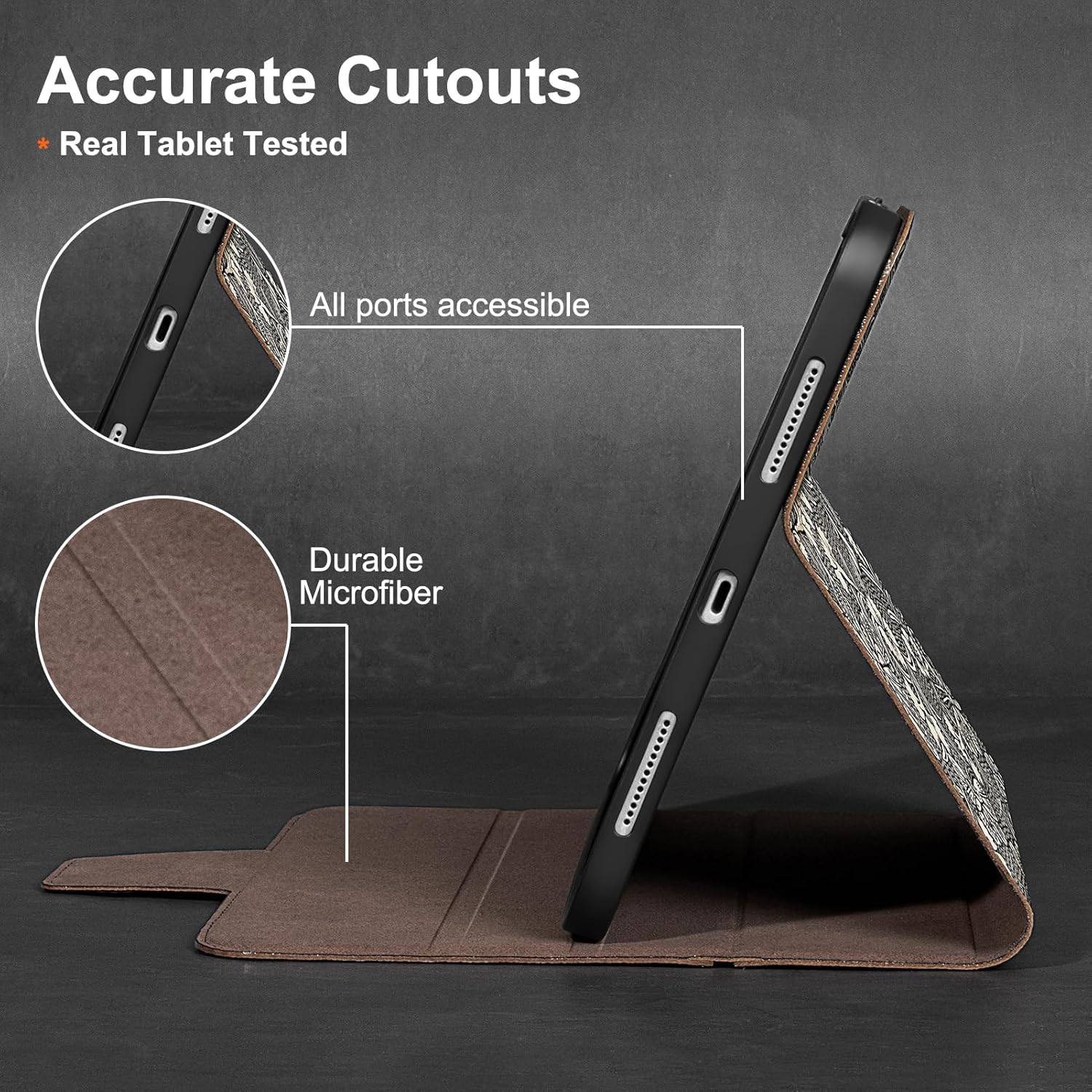 Gexmil Leather Case for iPad Pro 12.9 Inch, 6th/5th/4th/3rd Generation 2022/2021/2020/2018,Genuine Leather Folio Cover Shockproof with Pencil Holder,Magnetic Buckle Auto Sleep/Wake,Butterfly Grey