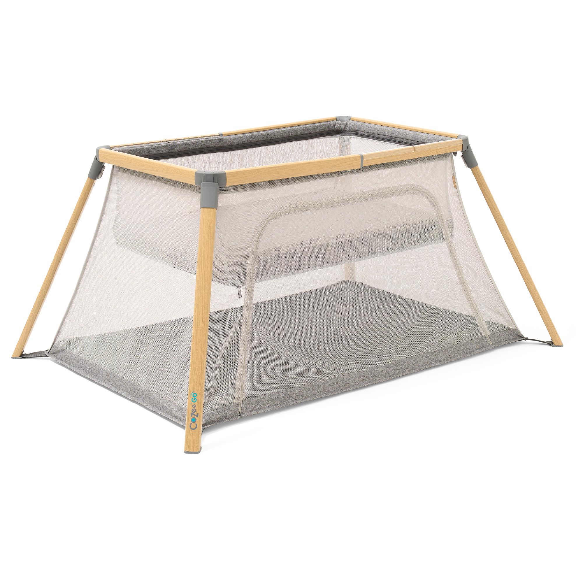 Tutti Bambini CoZee® Go 3-in-1 Reisebett Baby mit Matratze | Laufstall Baby faltbar & Babybett | 360° Atmungsnetz | Ab Geburt bis 3 Jahre | Eiche & Anthrazit