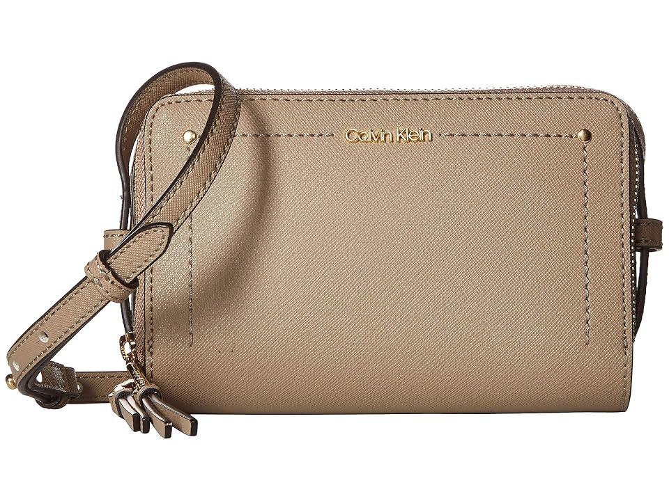 

Calvin Klein Boxy Saffiano Crossbody (Porcini) Cross Body Handbags, Pink
