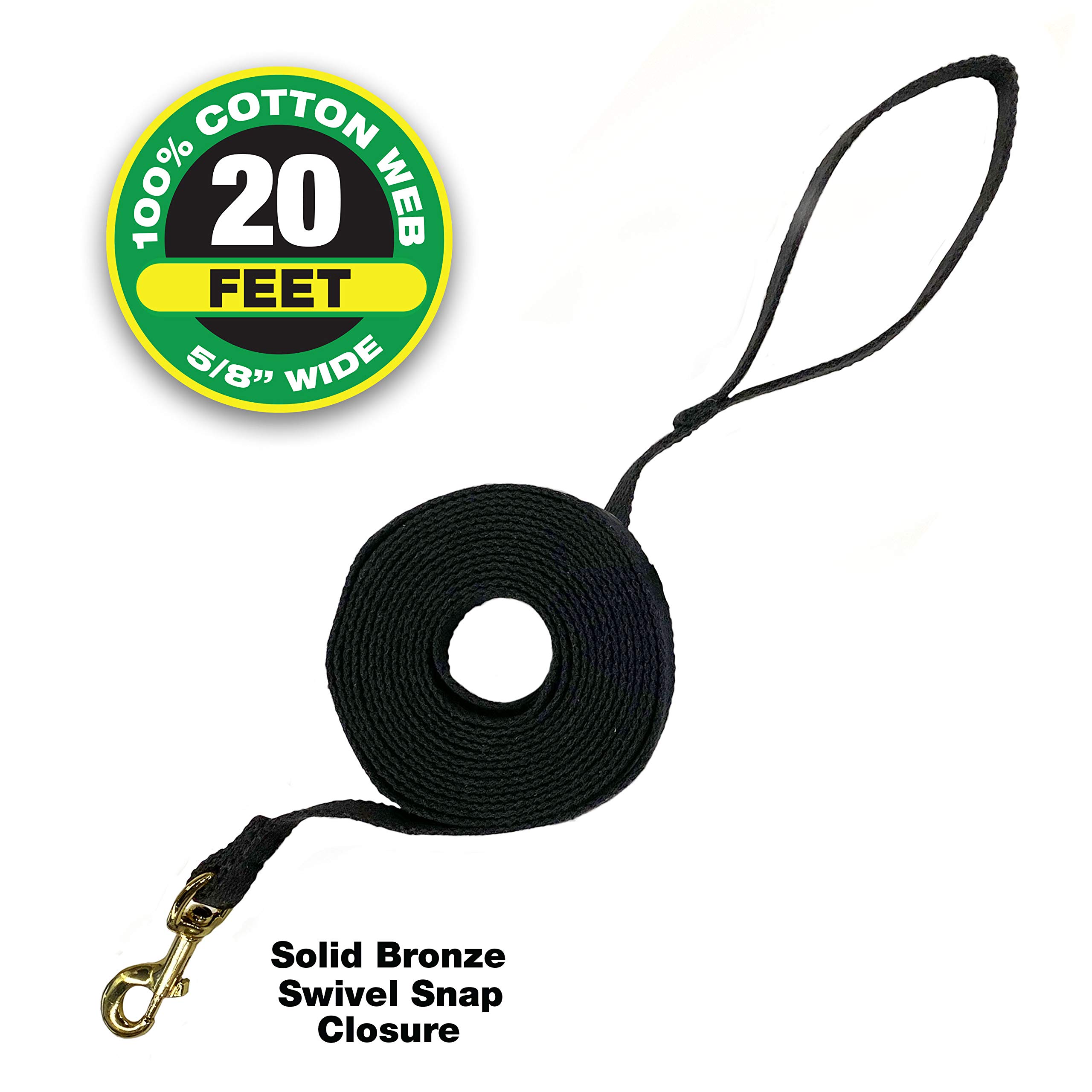 Four Paws Cotton Web Training Lead — Black, 20 ft — alternate product view 1