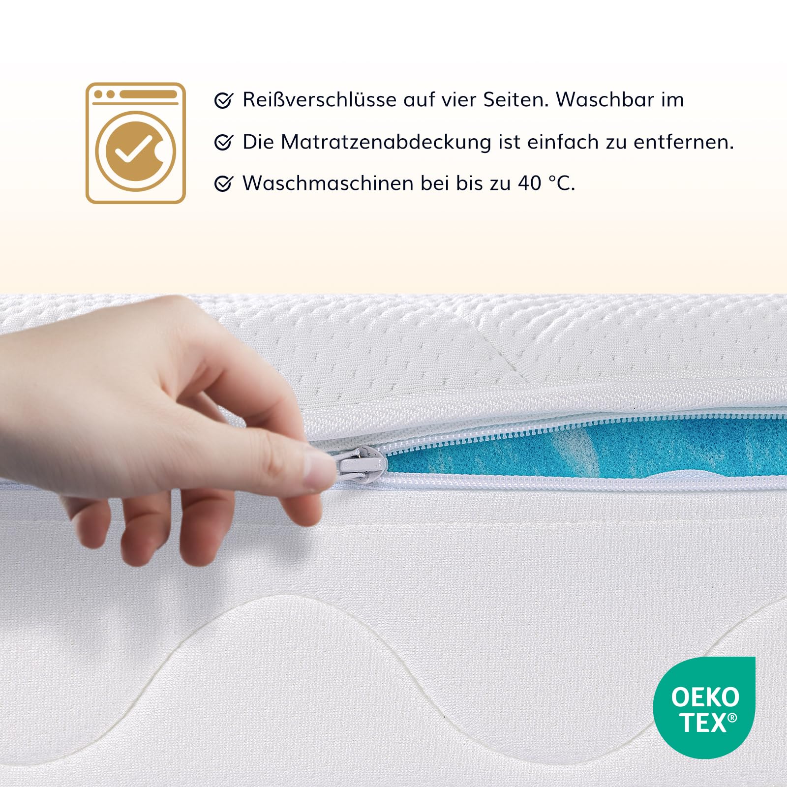 EGO Home Matratze 180x200-23 cm H3 7-Zonen Kaltschaummatratze mit Viscoschaum,Ergonomisch,Weich & Druckentlastend,Atmungsaktiv,Bezug Waschbar, Öko-Tex Zertifiziert