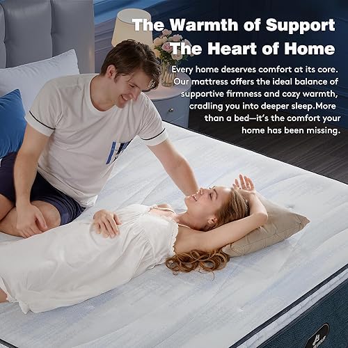 Miniatura 6 de Colchón Queen de 14 pulgadas, lujoso colchón de soporte en capas tamaño Queen con capa de alivio de presión de 3 pulgadas y sistema de bobinas para