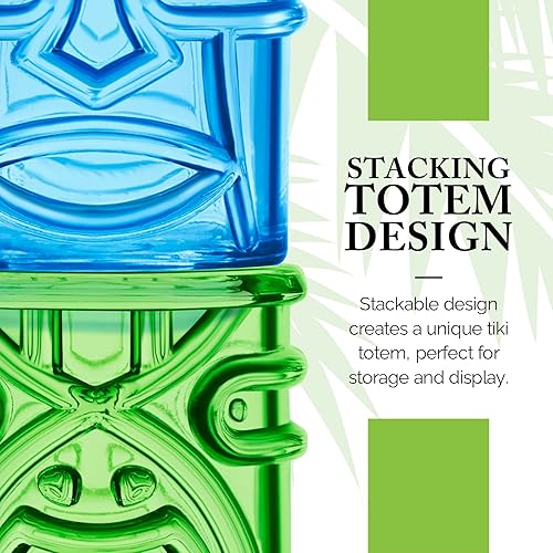 Miniatura 4 de Final Touch Vasos Tiki de 12 onzas, juego de 4 vasos de colores (TK5302)