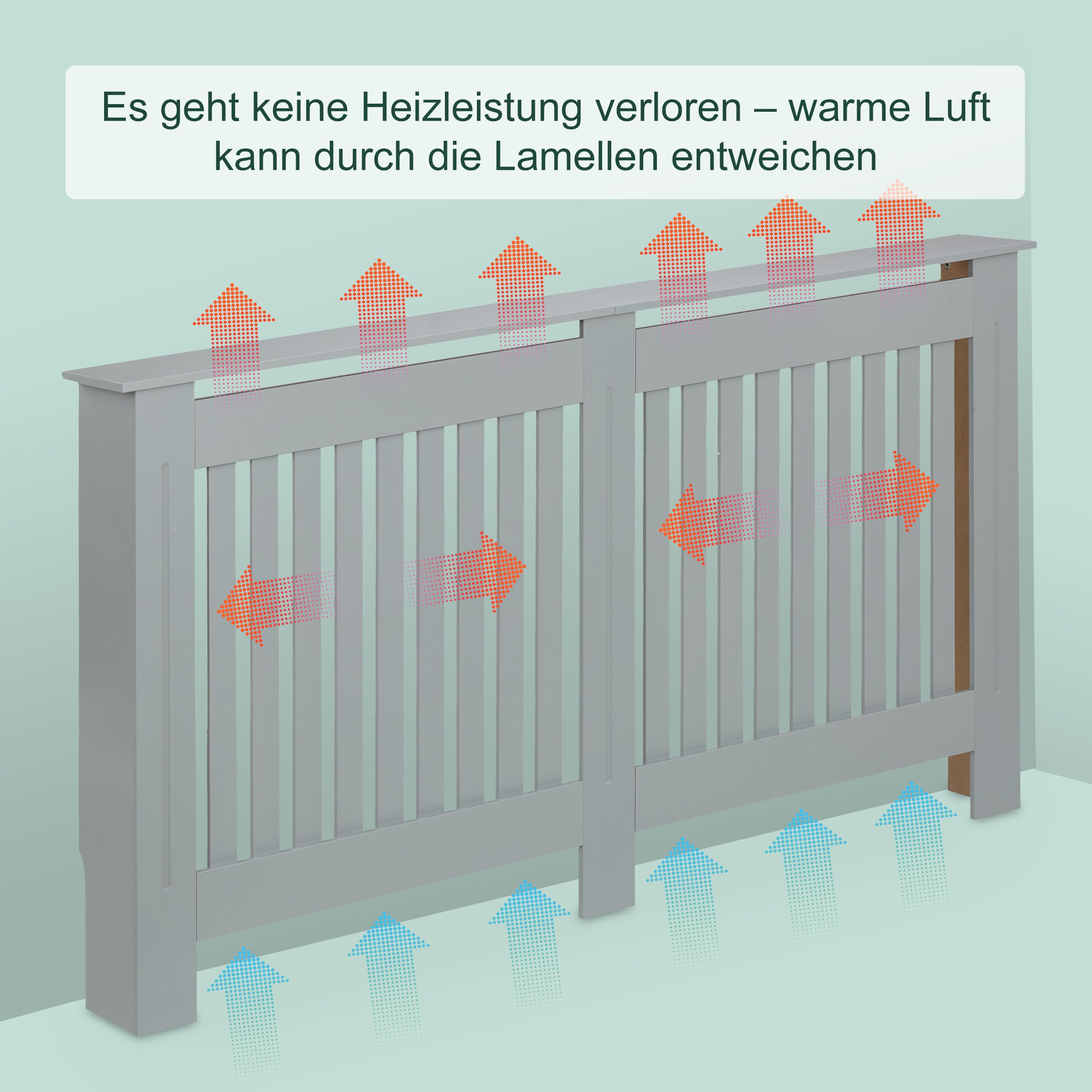 Relaxdays Heizkörperverkleidung Landhausstil, HBT 83x152x19 cm, für alte Heizkörper, Heizungsabdeckung Regal, MDF, grau