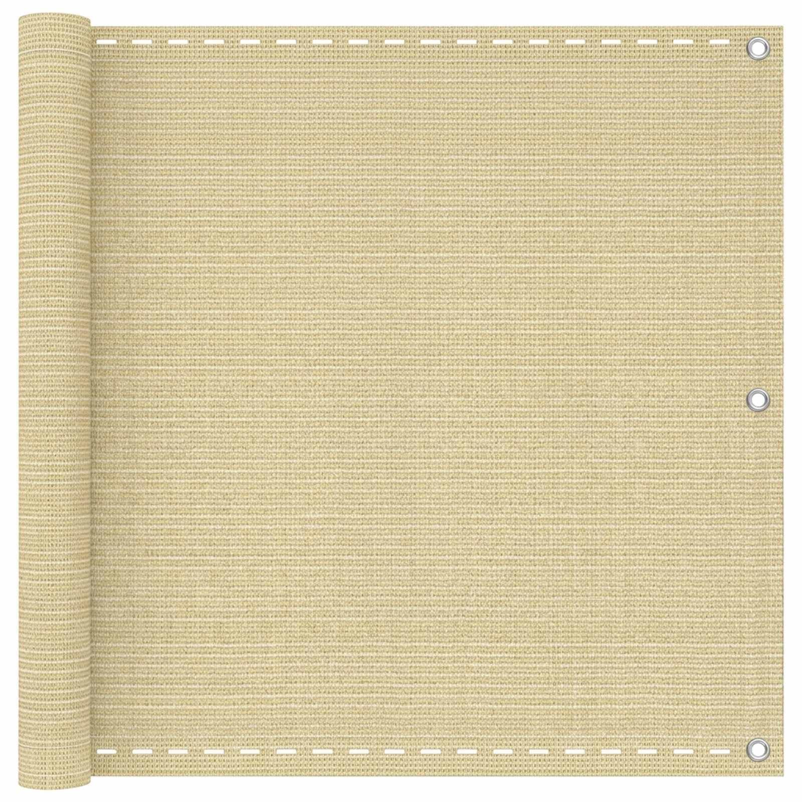 vidaXL Balcony Privacy Screen, Beige, 120 x 700 cm, HDPE and Aluminium, Garden Privacy Fence, Modern Outdoor Shielding, UV-Resistant Privacy Wall, Easy to Assemble