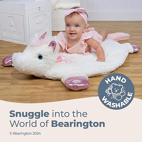 Miniatura 3 de Bearington Baby Dreamer - Tapete de juego para bebé, 30 x 30 pulgadas, manta de peluche de unicornio blanco y rosa