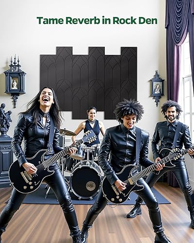 Miniatura 8 de Paneles acústicos góticos occidentales, autoadhesivo, panel de absorción de sonido para paredes, puertas, techo, paquete de 12 unidades de 12 x 12 x