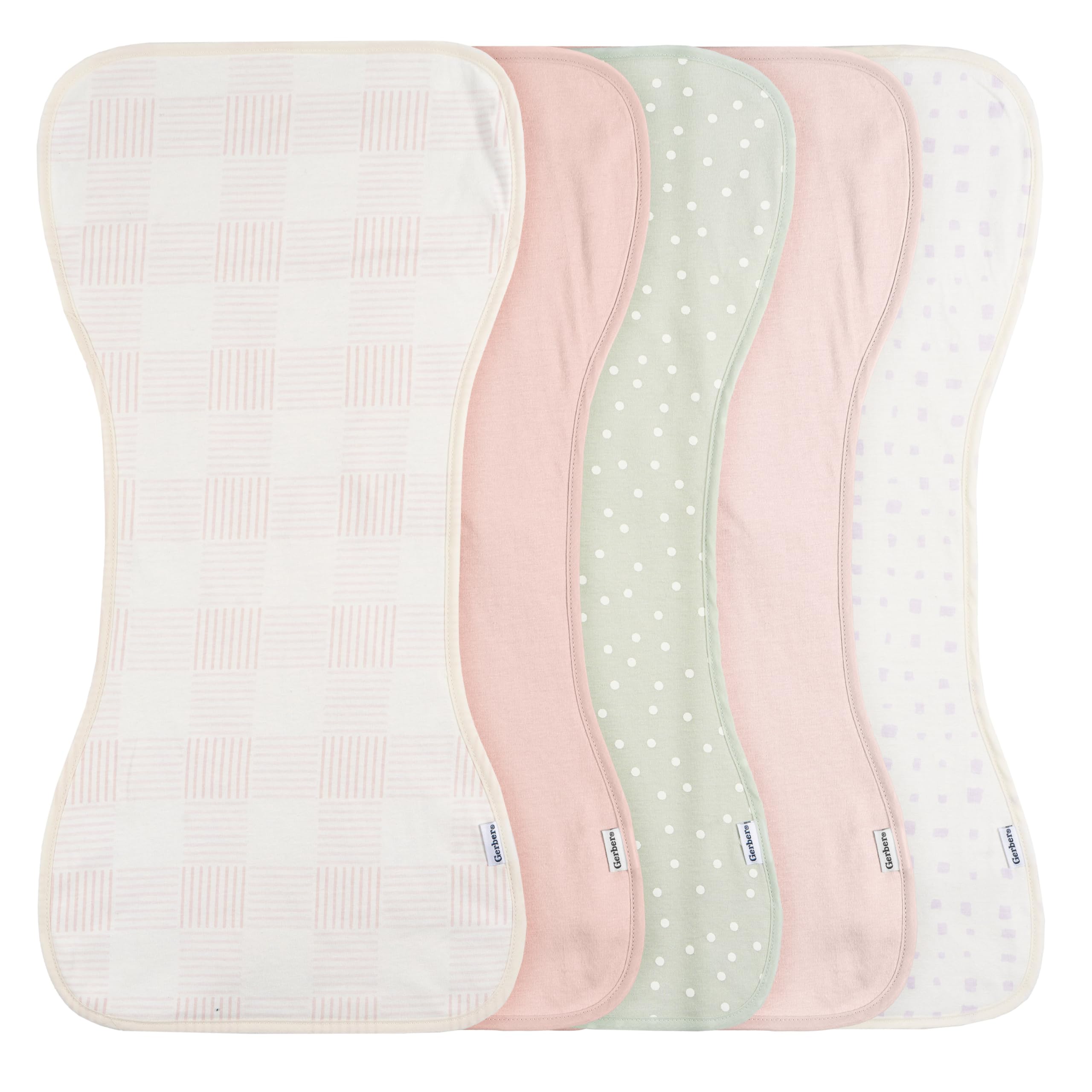 Gerber Baby Unisex Burp Cloths 5-Pack, Pink, Size 10.5" x 21"