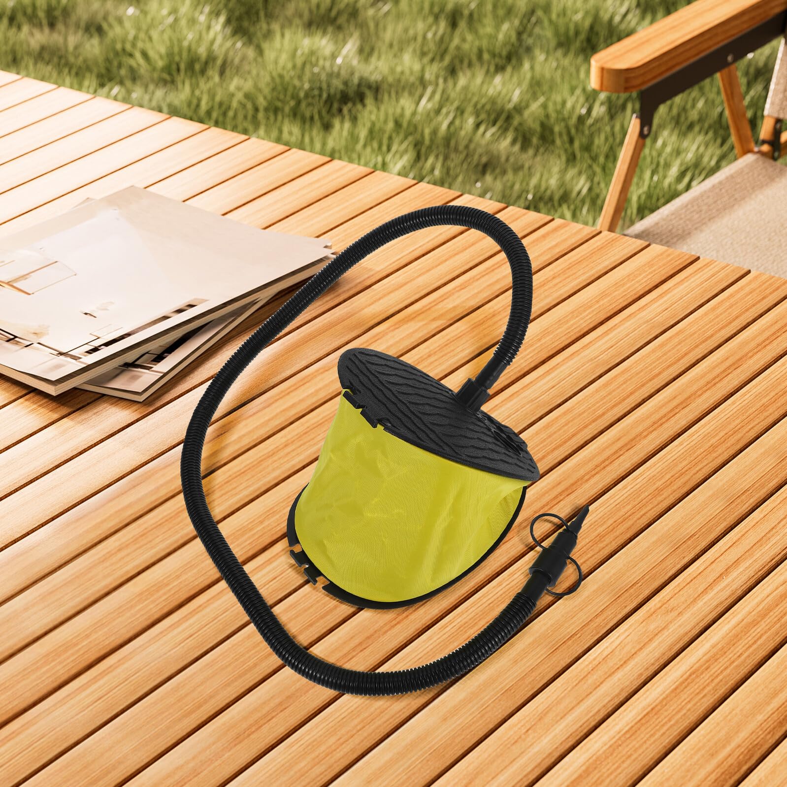 Ciieeo 3 Stück Fußpumpe Blasebalg mit Adaptern für Luftbett und Gymnastikball Robust Kompakt Fußbetrieben Geeignet für Camping Kajak Boot Schnelle Befüllung und Entleerung