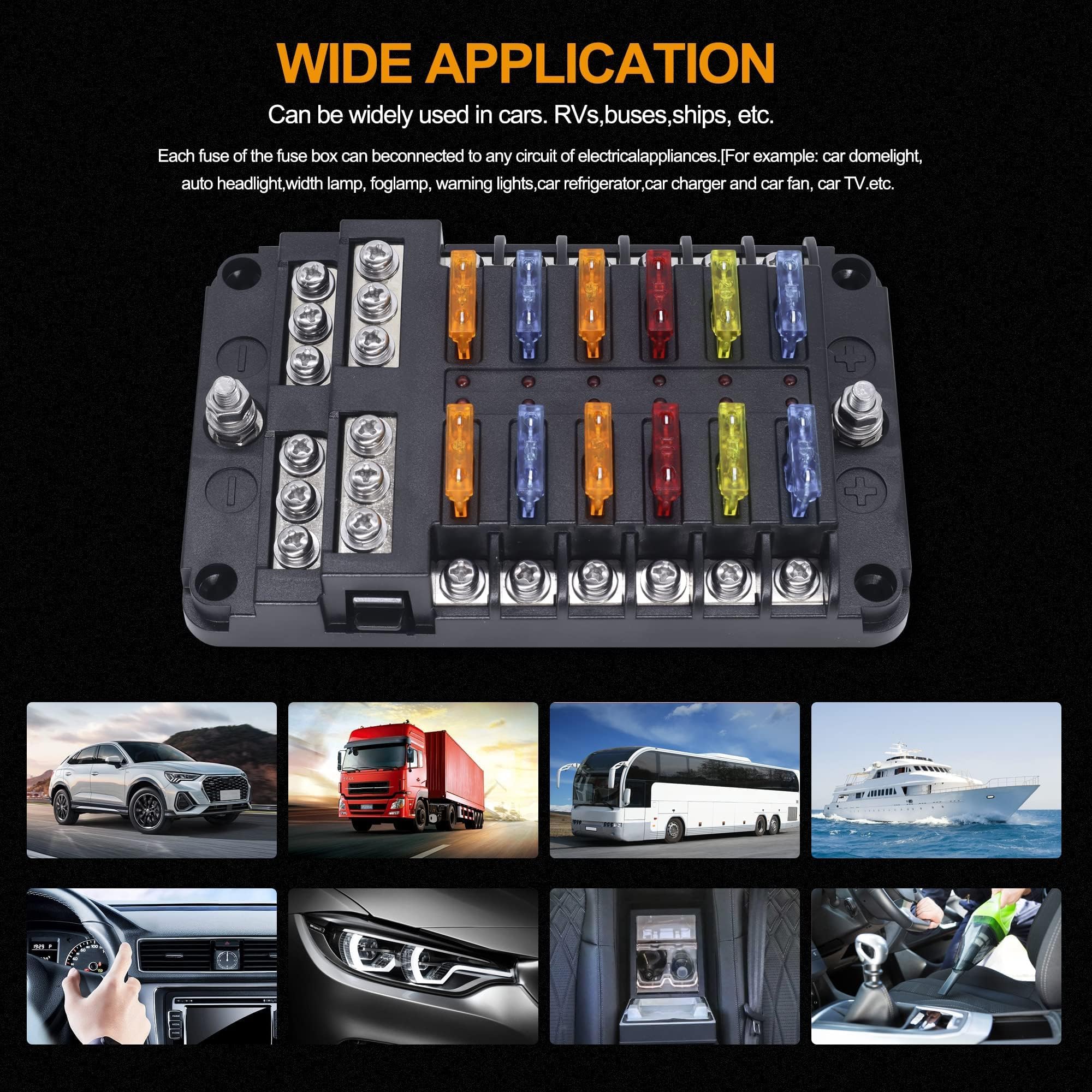 Earu 12 vie per auto barca lama scatola fusibili blocco supporto indicatore LED 12V 32V Auto Marine impermeabile pannello di distribuzione dell'alimentazione  34