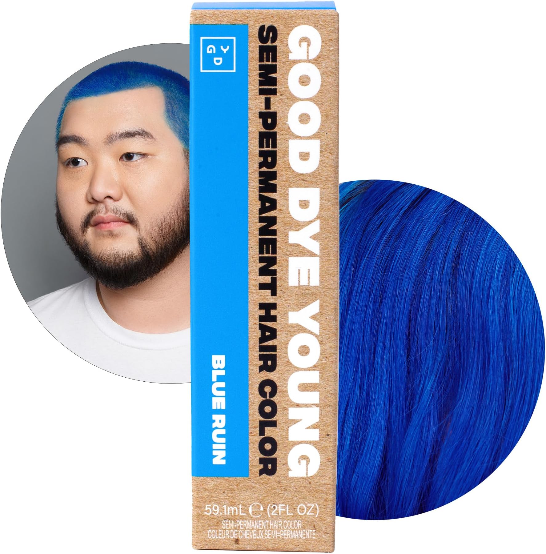 Good Dye Young Stripes and Threads Semi-Permanent Hair Colour, UV Protection, Blue Ruin, PPD Free, Cruelty Free and Vegan, Lasts 15-24+ Washes