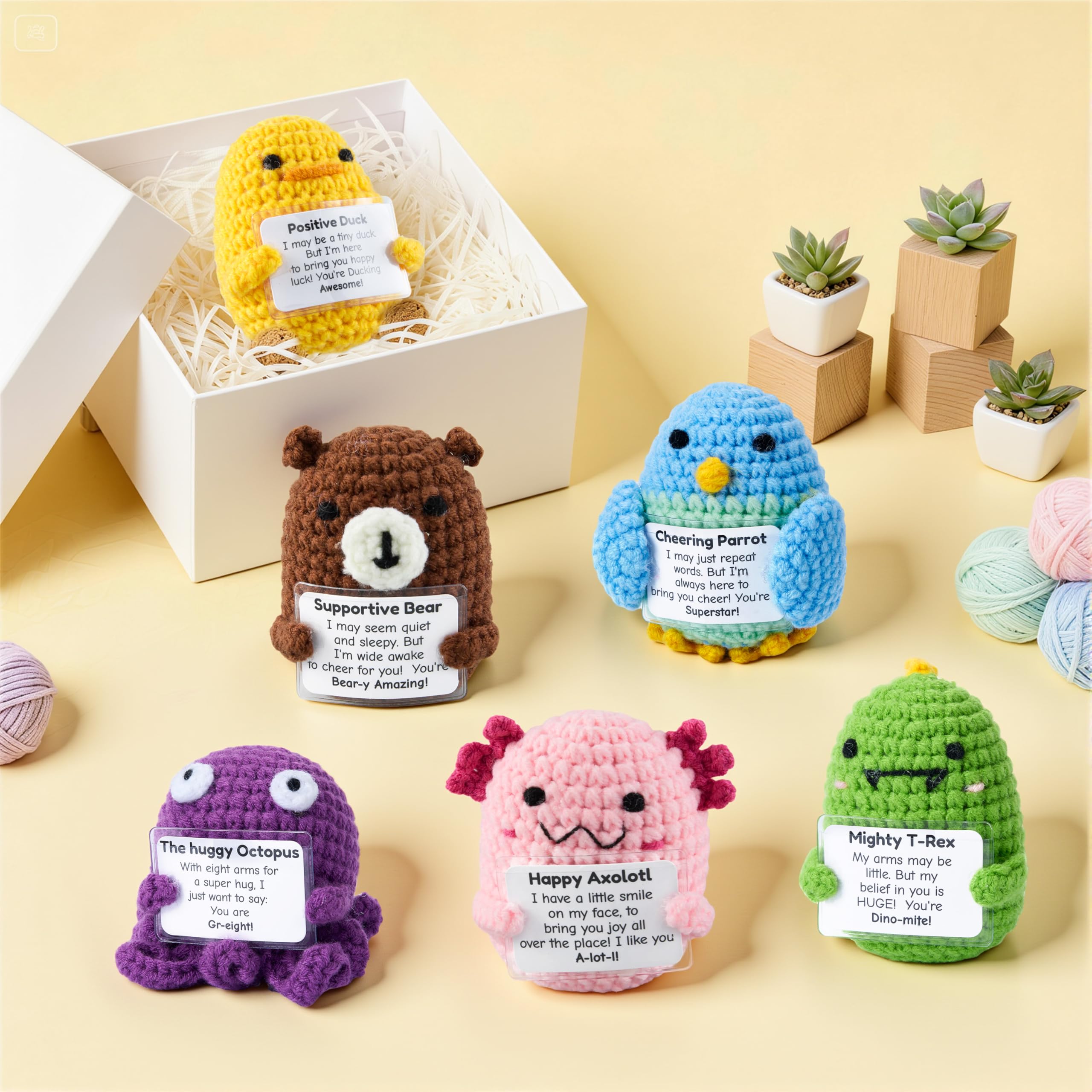 JOYIN Animali di peluche lavorati a maglia con supporto emotivo, 6 pezzi