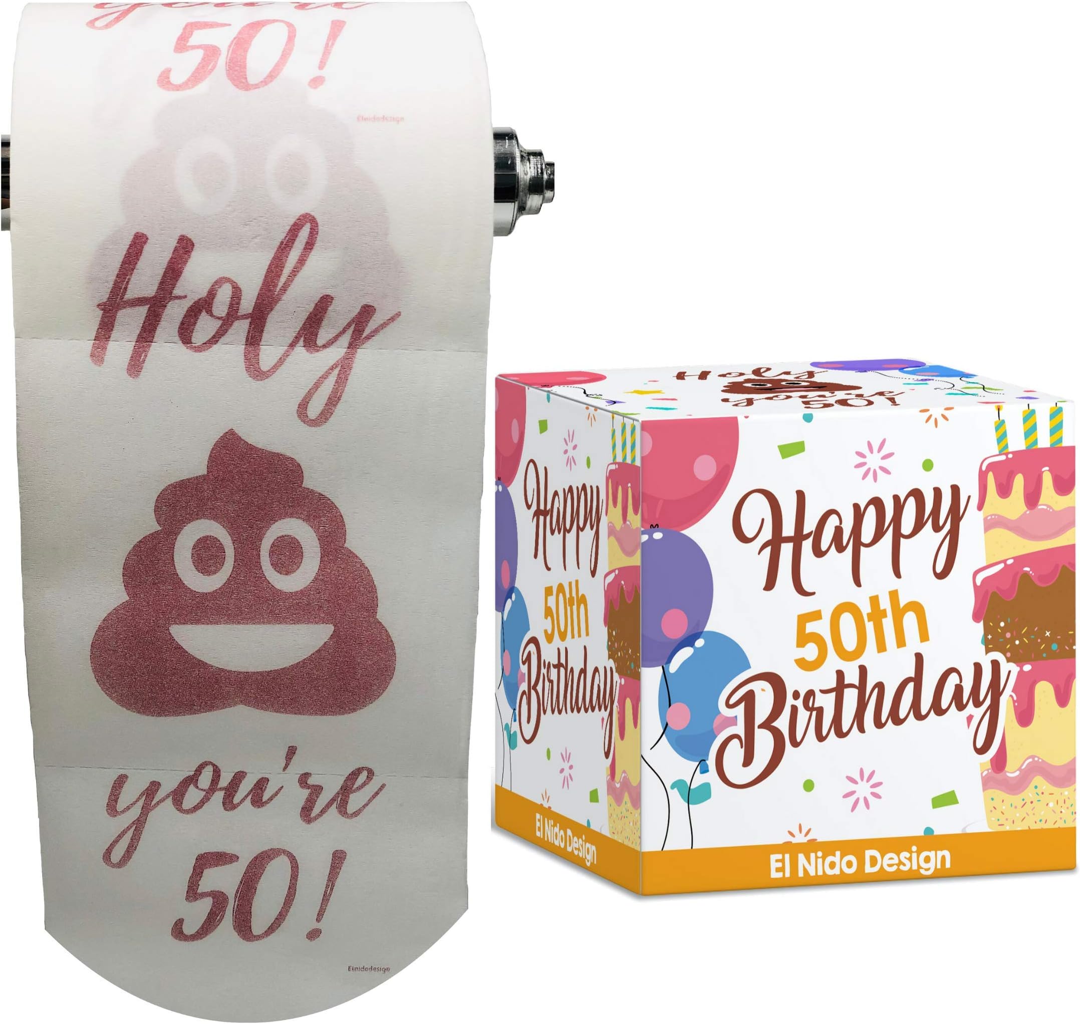 50th Birthday Toilet Paper - Happy birthday toilet paper prank– Funny 50th birthday gifts for men and women– best friend birthday gifts– Novelty Toilet paper roll gag gifts – 3 Ply (50th Birthday)