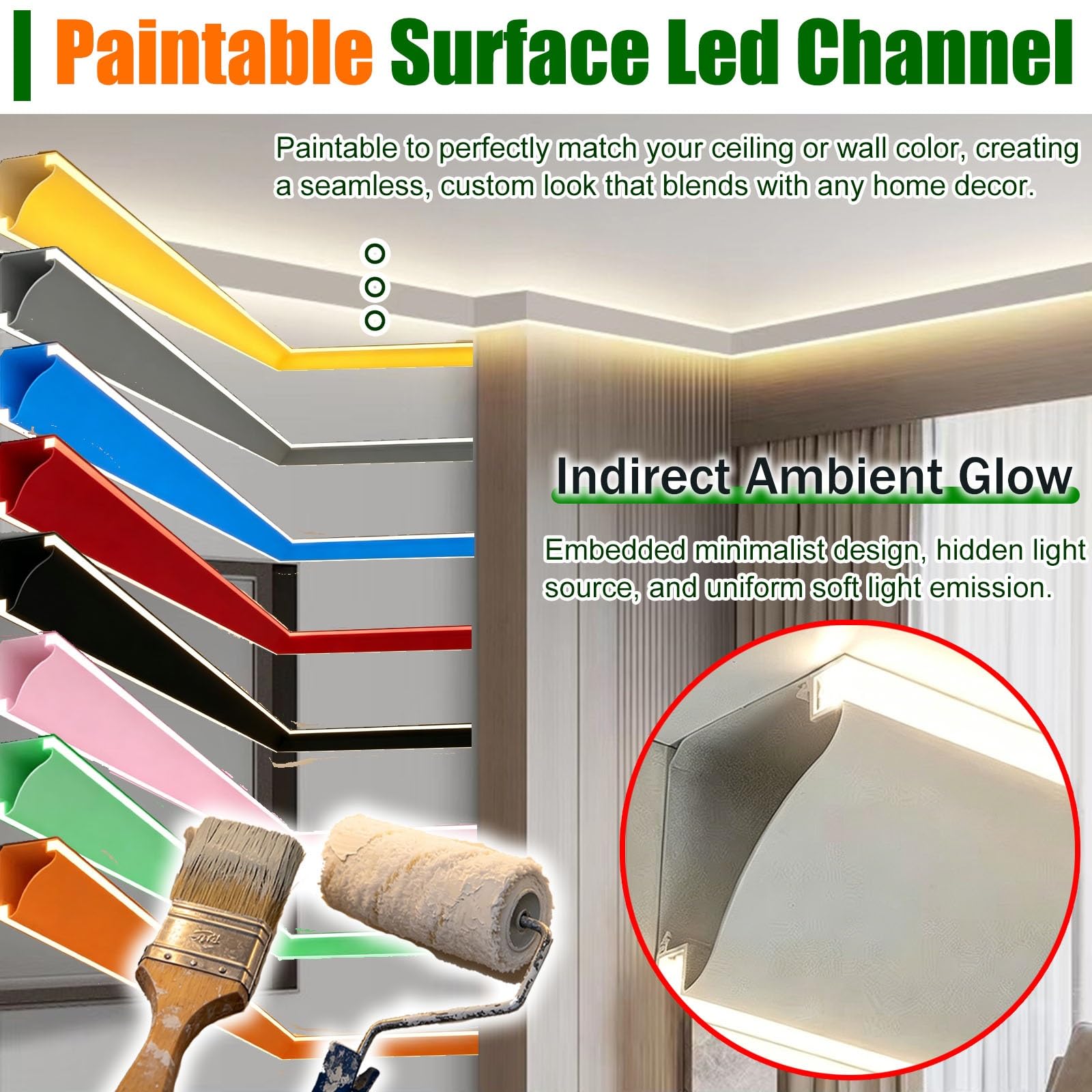Led Deckenleiste LED-Stuckleiste Mit Verdecktem Kabelkanal, Indirekte Beleuchtung Für Abgehängte Decken, Aluminiumprofil Für LED-Streifen Im Wohnzimmer(6m/19.7ft)