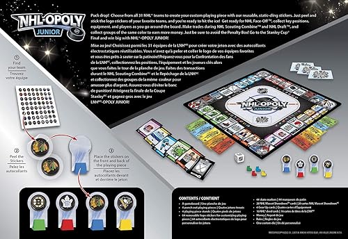 Miniatura 2 de MasterPieces Juego de mesa NHL Opoly Junior, para 2-4 jugadores, a partir de 6 años