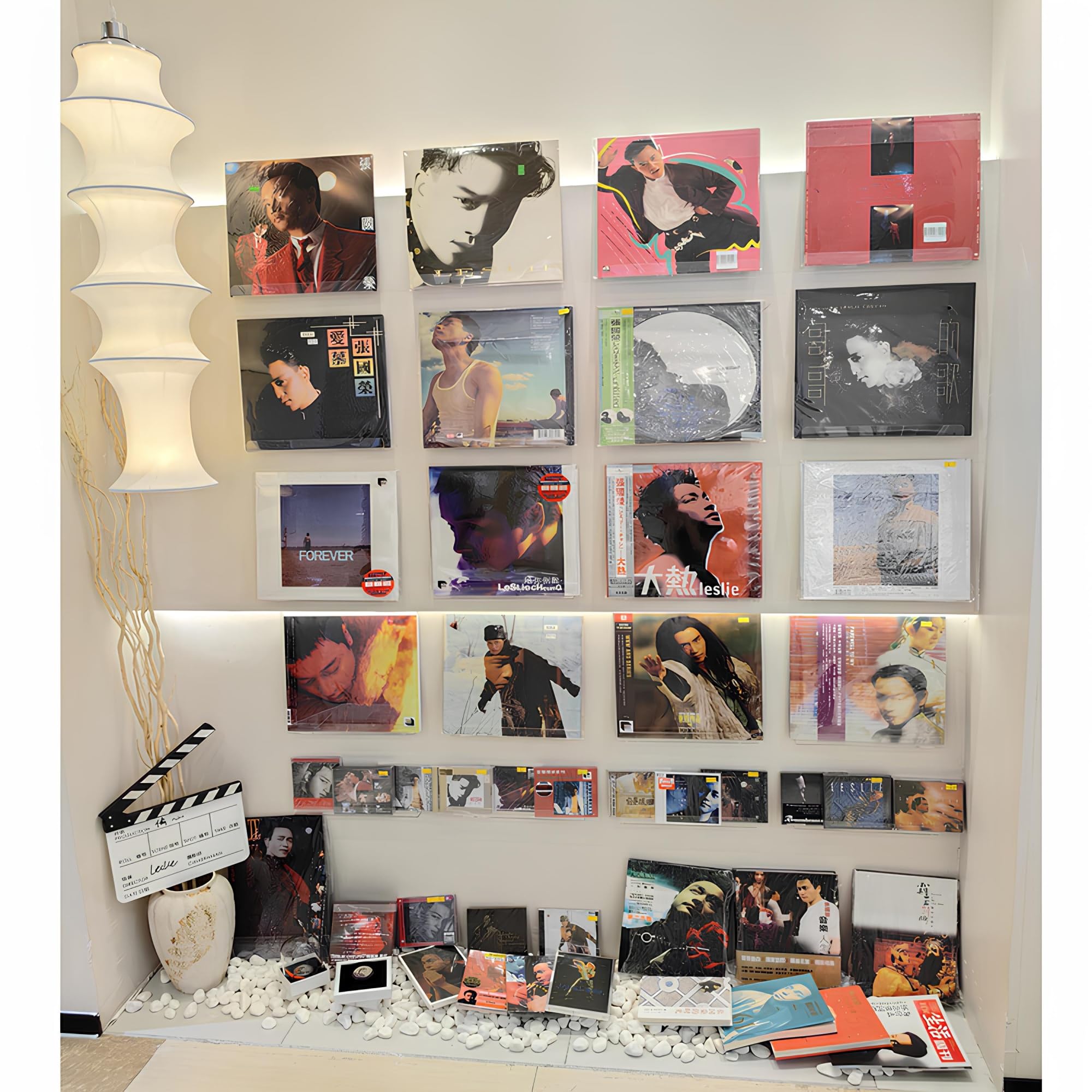 Estantes flotantes para discos de vinilo, estante de exhibición de pared de 2 piezas, almacenamiento de cómics con borde protector para sala de estar, cocina, entrada, dormitorio (5 x 60 cm)