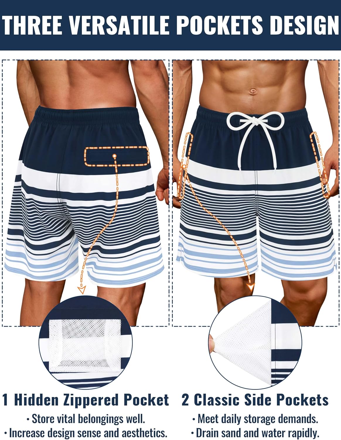 Sarfel Mens Swim Trunks with Compression Liner Mens Bathing Suit 7 Inch Inseam Men's Board Shorts Quick-Dry Swim Shorts Men - Image 2