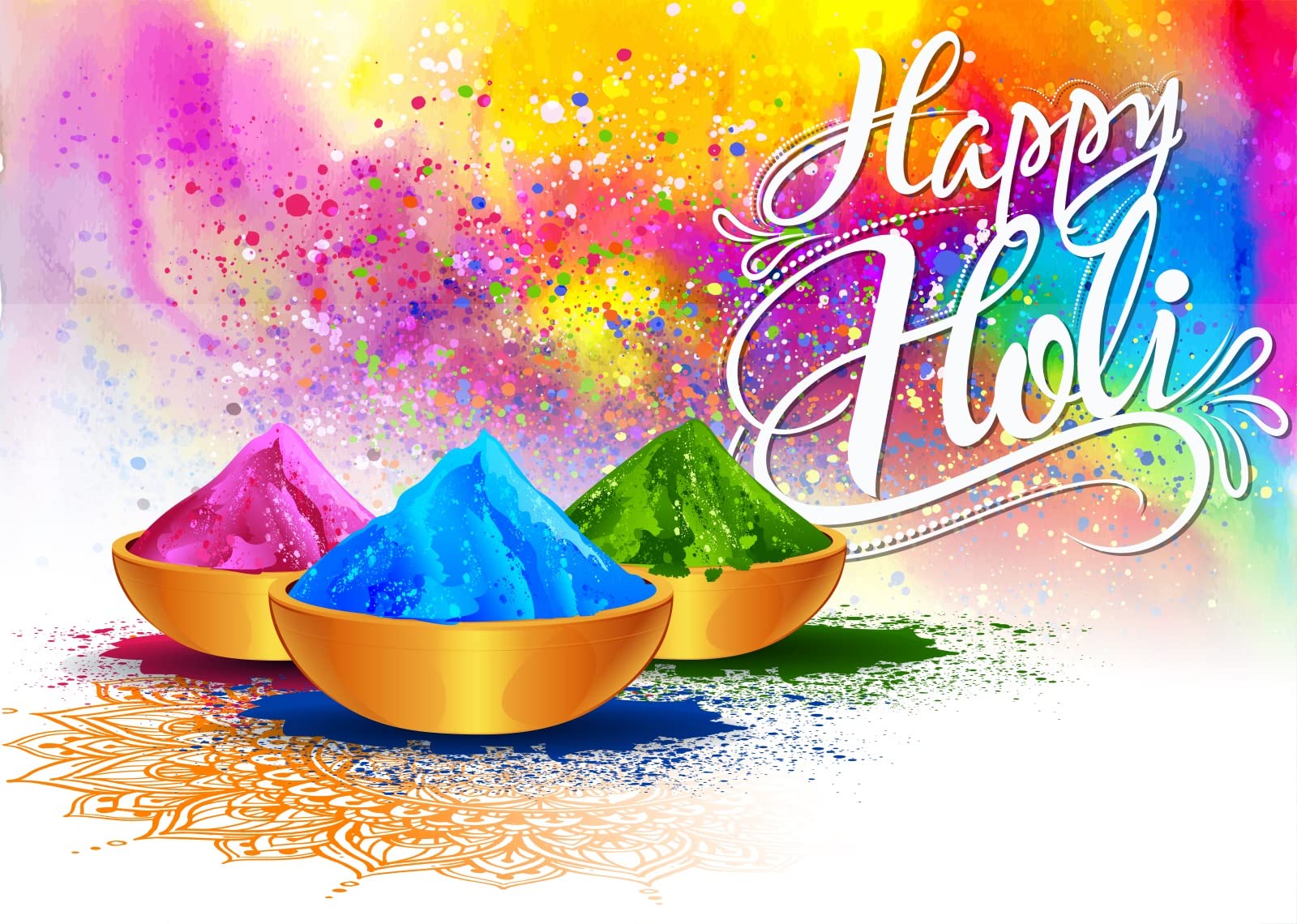 CORFOTO 7x5ft Fabric Happy Holi Backdrop Colorful Gulal Holi Festival Rangoli Backdrop Holi Decorations for Colorful Graffiti Banner Indian Hindu Indoor Outdoor Home Wall Decor Party Supplies