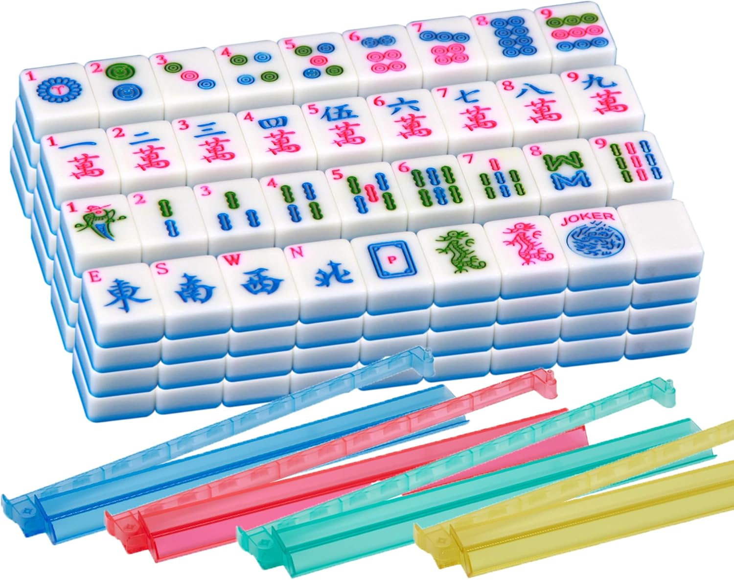 American Mahjong Sets with Pushers 166 Mahjong Tile Set 1.2 inch Blue American Mahjong Set