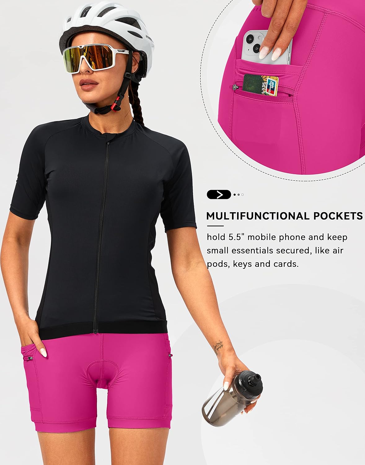 Women's 4D Padded Bike Shorts 5"/7" Riding Underwear Cycling Bicycle Road Biking Cycle Shorts for Women Zipper Pockets - Image 5