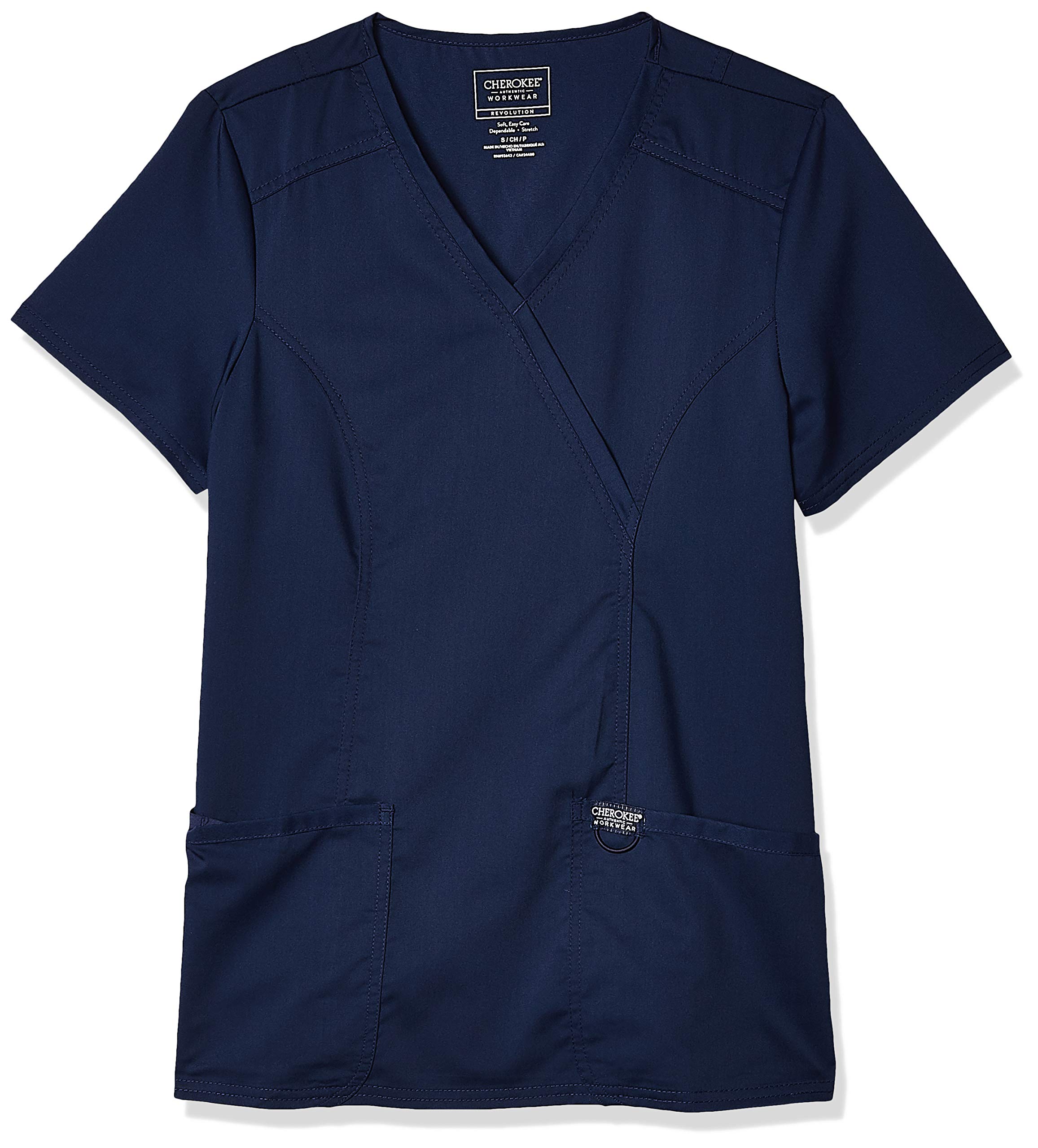 Mock Wrap Top Scrubs for Women Workwear Revolution, Soft Stretch, Easy Care WW610