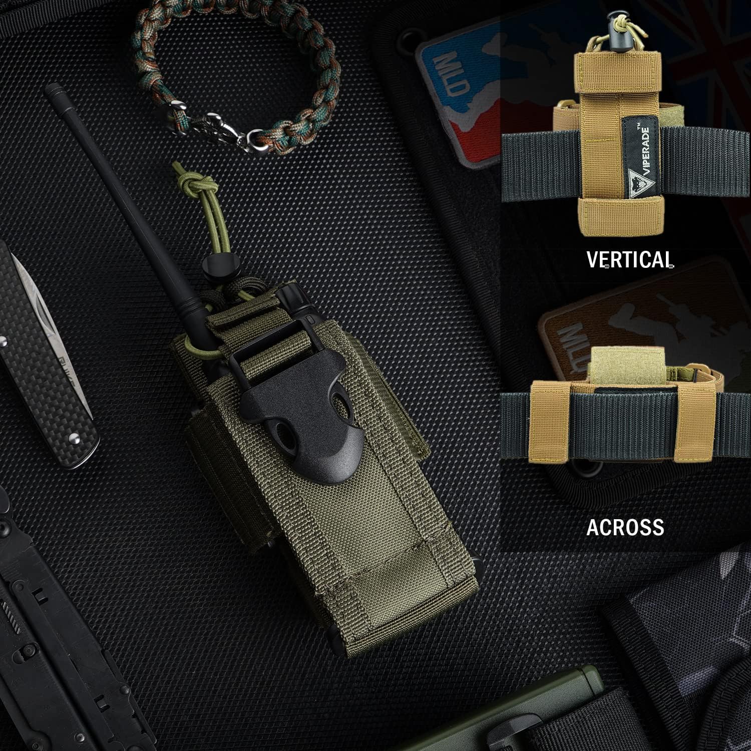 VIPERADE Walkie Talkie Torba na radio Nylonowa kabura na interkom Wielofunkcyjne regulowane miejsce do przechowywania Solidna dwukierunkowa torba na radio