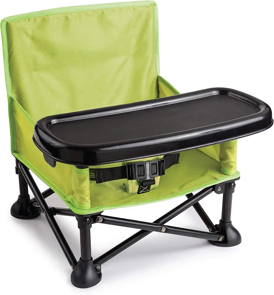 Summer by Bright Starts Pop 'N Sit Portable Booster Chair, Floor Seat, Indoor/Outdoor Use, Compact Fold, Green, 6 Mos - 3 Yrs