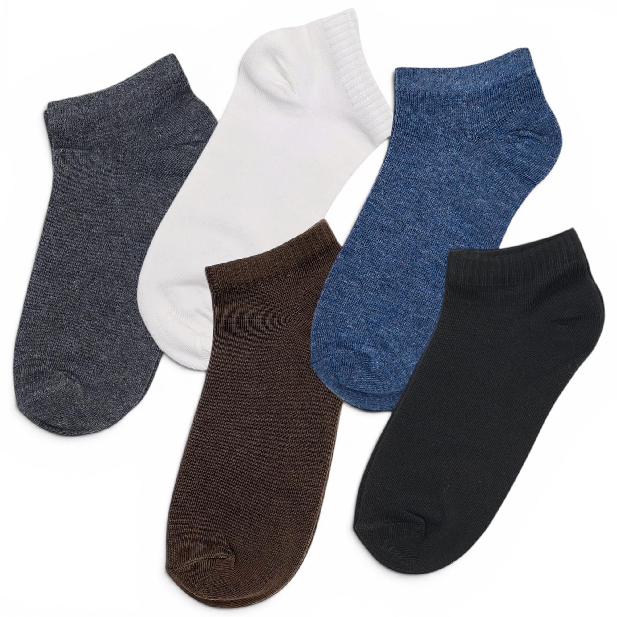 Ankle Socks for Men & Women (Unisex) - Made with Soft, Breathable & Durable Cotton, Anti Odour, Multicoloured - Free Size - Pack of 5 - suitable for Sports, Gym and Daily use-image-47