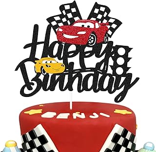 Sponsored Ad - Car Cake Topper Race Car Cake Decorations for Racing Car Checkered Flag Themed Kids Boy Girl Happy Birthday...