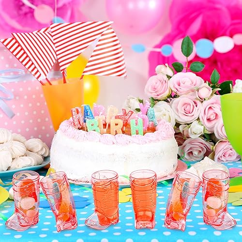 Miniatura 6 de ADXCO 24 vasos de plástico para botas vaqueras de 1 onza tazas de cerveza de plástico occidental reutilizables para botas vaqueras fiestas