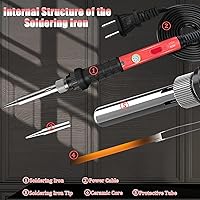 Vista 2 de Kit de soldador portátil de 60 W con calentador de cerámica, 5 puntas, soporte, soldadura - para metal, joyería, reparación eléctrica