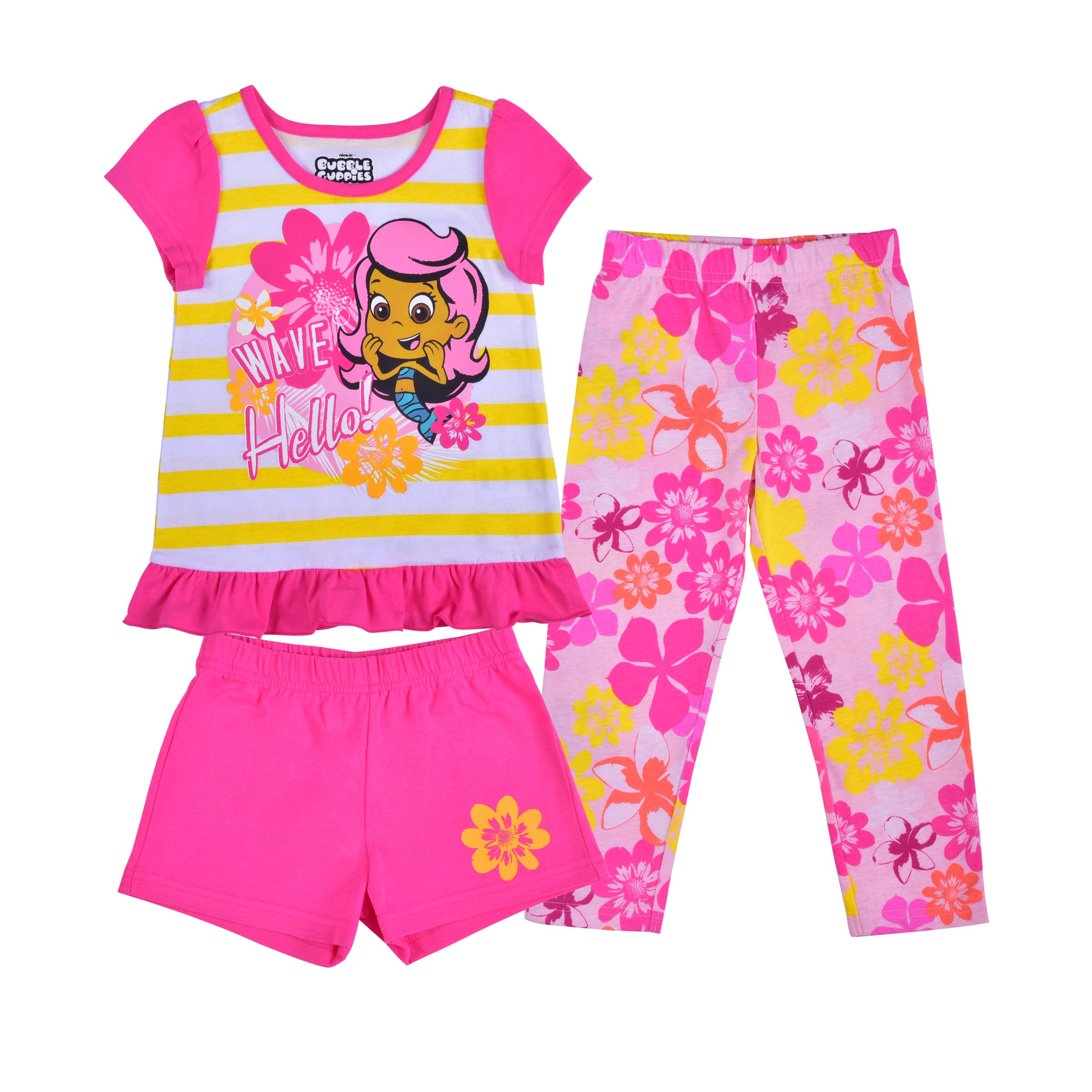 NickelodeonNickelodeon Bubble Guppies Molly Girls 3 Piece T-Shirt, Short and Leggings Set for Toddlers and Big Kids